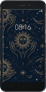 3D пластиковий матовий чехол Celestial Harmony: Sun & Moon Gold Mystic Pattern для Xiaomi Redmi Go - 6778m-1667 изображение 