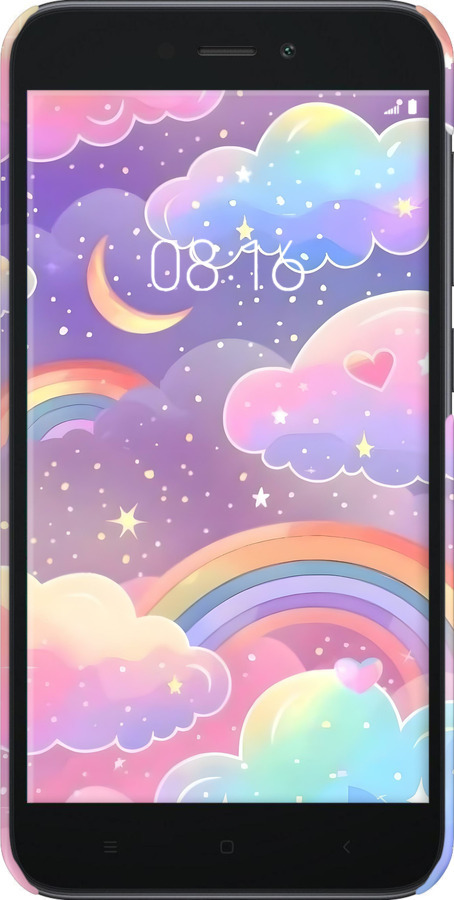 3D пластиковый матовый чехол Облака и радуга для Xiaomi Redmi Go - 6312m-1667 изображение 