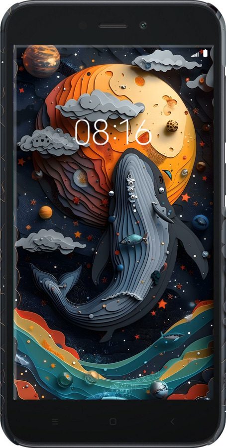 3D пластиковий матовий чехол Кит у космосі для Xiaomi Redmi Go - 6328m-1667 изображение 