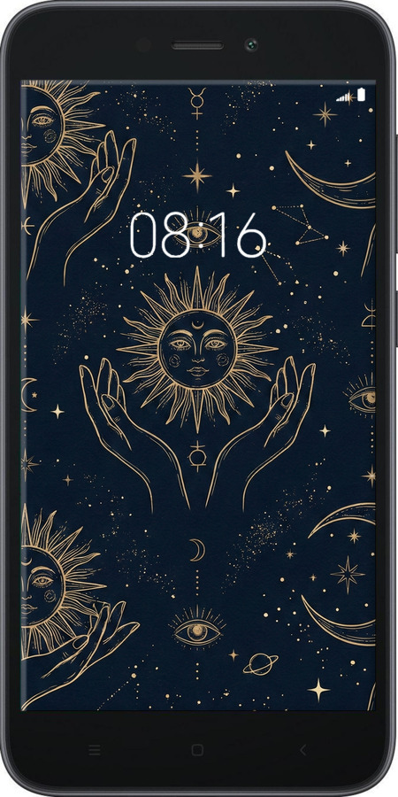 Силиконовый чехол Celestial Harmony: Sun & Moon Gold Mystic Pattern для Xiaomi Redmi Go - 6778u-1667 изображение 