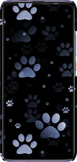 3D пластиковый матовый чехол С синими отпечатками лап для Xiaomi Redmi K30 Pro - 6441m-1899 изображение 