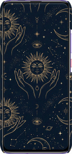3D пластиковый матовый чехол Celestial Harmony: Sun & Moon Gold Mystic Pattern для Xiaomi Redmi K30 Pro - 6778m-1899 изображение 