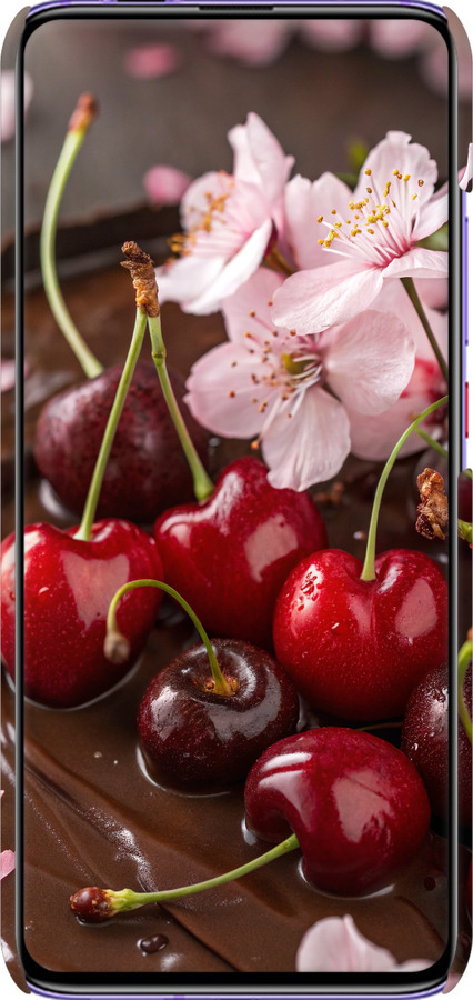 3D пластиковый матовый чехол Вишня в шоколаде для Xiaomi Redmi K30 Pro - 6698m-1899 изображение 
