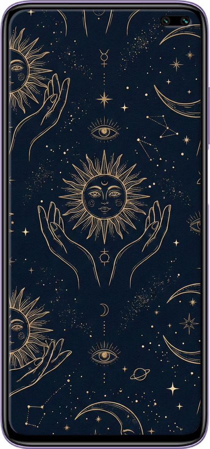 Силиконовый чехол Celestial Harmony: Sun & Moon Gold Mystic Pattern для Xiaomi Redmi K30 - 6778u-1836 изображение 