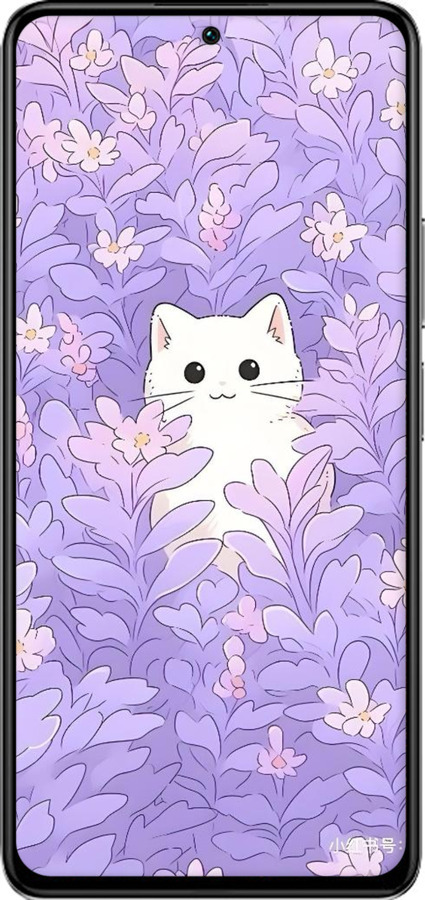 TPU чехол Котик в цветах для Xiaomi Redmi K40S - 6390b-2582 изображение 