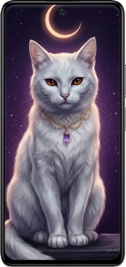 TPU чехол Mystic White Cat Gothic Dark Purple Gold для Xiaomi Redmi K40S - 6805b-2582 изображение 
