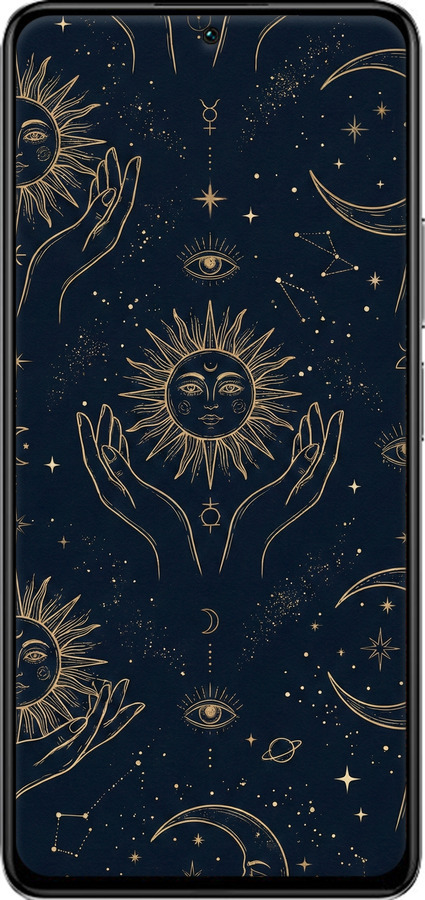 Силиконовый чехол Celestial Harmony: Sun & Moon Gold Mystic Pattern для Xiaomi Redmi K40S - 6778u-2582 изображение 