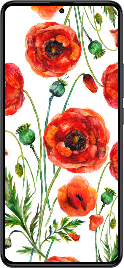 Силиконовый чехол Нарисованные маки для Xiaomi Redmi K60 Pro - 4278u-3457 изображение 