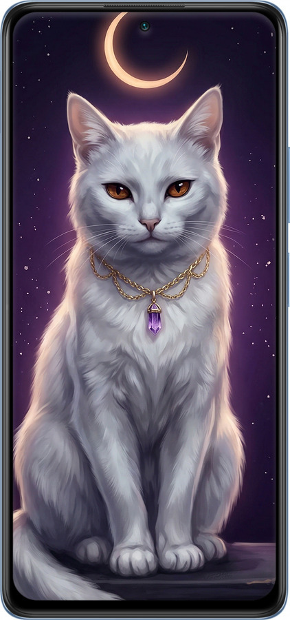TPU чехол Mystic White Cat Gothic Dark Purple Gold для Xiaomi Redmi Note 10 Pro - 6805b-2297 изображение 