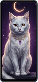 Силіконовий чехол Mystic White Cat Gothic Dark Purple Gold для Xiaomi Redmi Note 10 Pro - 6805u-2297 изображение 