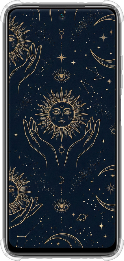 Силикон с усиленными углами чехол Celestial Harmony: Sun & Moon Gold Mystic Pattern для Xiaomi Redmi Note 10 - 6778sp-2277 изображение 