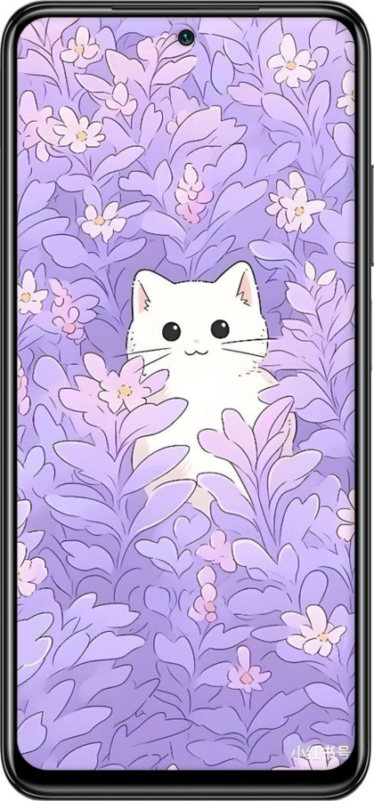 Силиконовый чехол Котик в цветах для Xiaomi Redmi Note 10 - 6390u-2277 изображение 