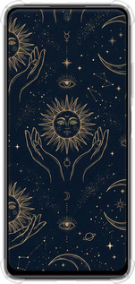 Силикон с усиленными углами чехол Celestial Harmony: Sun & Moon Gold Mystic Pattern для Xiaomi Redmi Note 11 Pro - 6778sp-2512 изображение 