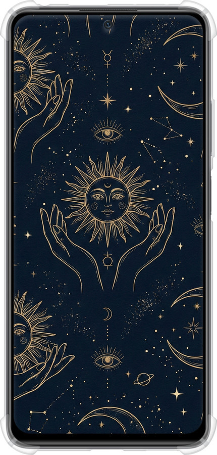 Силикон с усиленными углами чехол Celestial Harmony: Sun & Moon Gold Mystic Pattern для Xiaomi Redmi Note 11 Pro - 6778sp-2512 изображение 