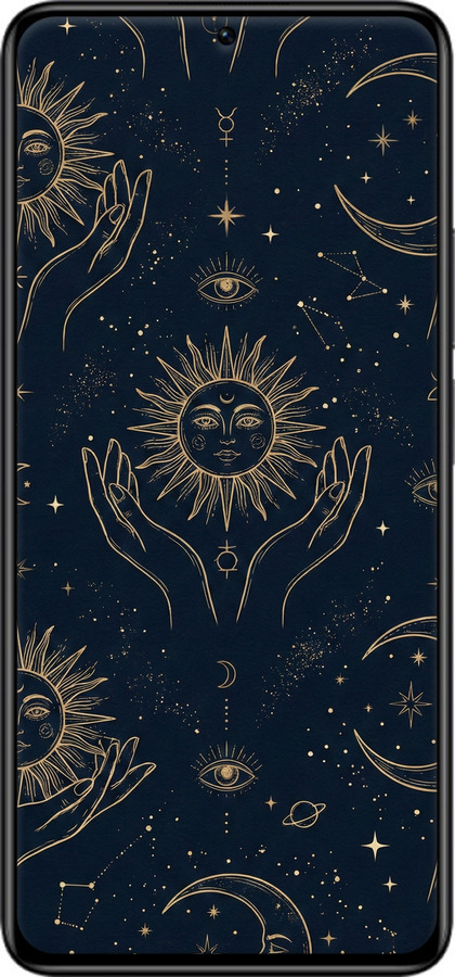Силиконовый чехол Celestial Harmony: Sun & Moon Gold Mystic Pattern для Xiaomi Redmi Note 12 Pro - 6778u-3019 изображение 
