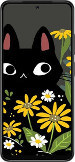TPU чехол Черный кот с цветами для Xiaomi Redmi Note 11 - 6448b-2516 изображение 