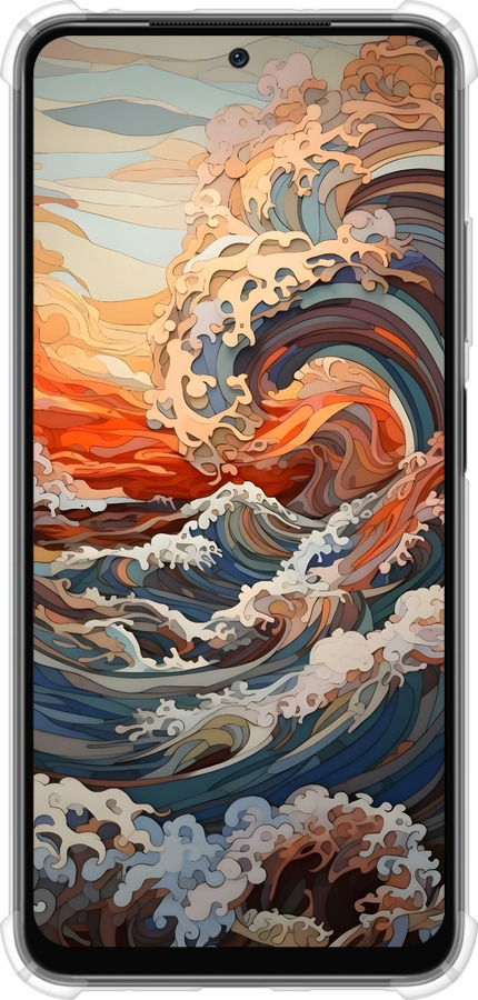Силикон с усиленными углами чехол Арт волны для Xiaomi Redmi Note 11S 4G - 6324sp-3936 изображение 