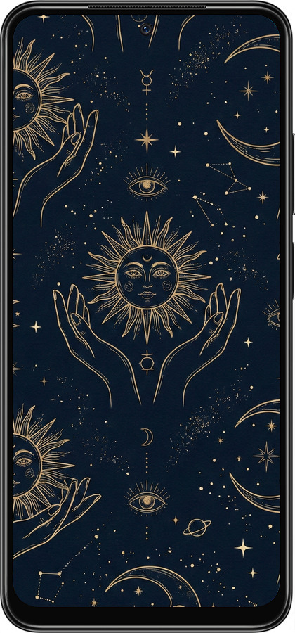 Силіконовий чехол Celestial Harmony: Sun & Moon Gold Mystic Pattern для Xiaomi Redmi Note 11S 4G - 6778u-3936 изображение 