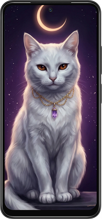 Силіконовий чехол Mystic White Cat Gothic Dark Purple Gold для Xiaomi Redmi Note 11 - 6805u-2516 изображение 