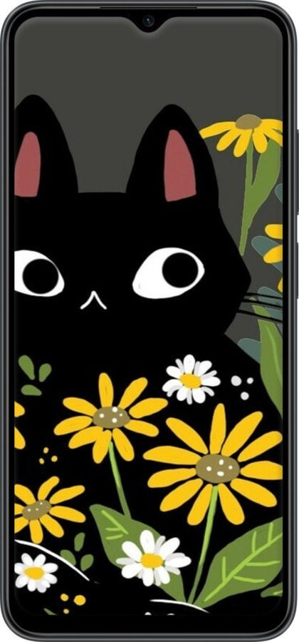 Силиконовый чехол Черный кот с цветами для Xiaomi Redmi 11 Prime 5G - 6448u-2872 изображение 