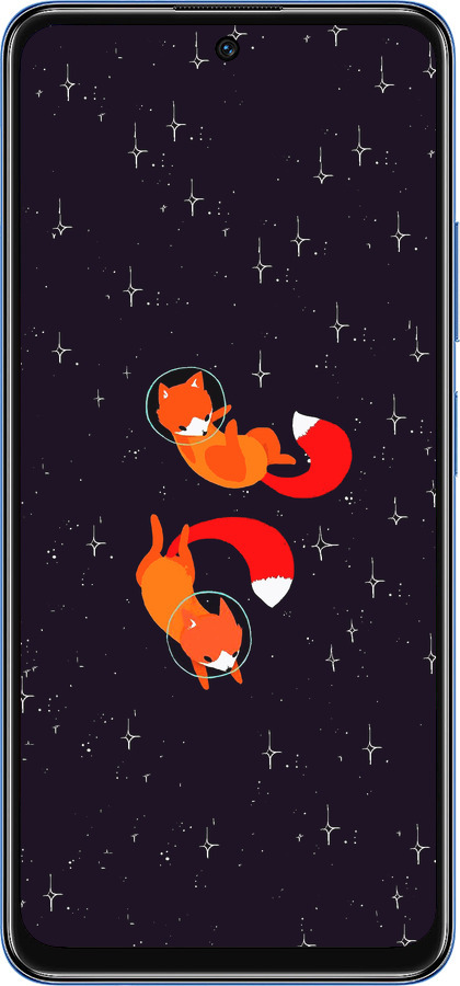 TPU чехол Лисички в космосе для Xiaomi Poco M4 Pro 5G - 4519b-3851 изображение 