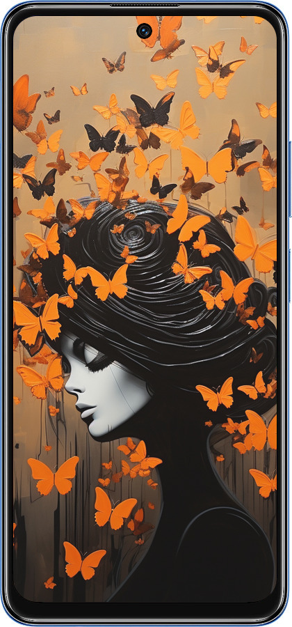 TPU чехол Чехол для телефона Девушка с оранжевыми бабочками для Xiaomi Redmi Note 11 5G - 5940b-3849 изображение 