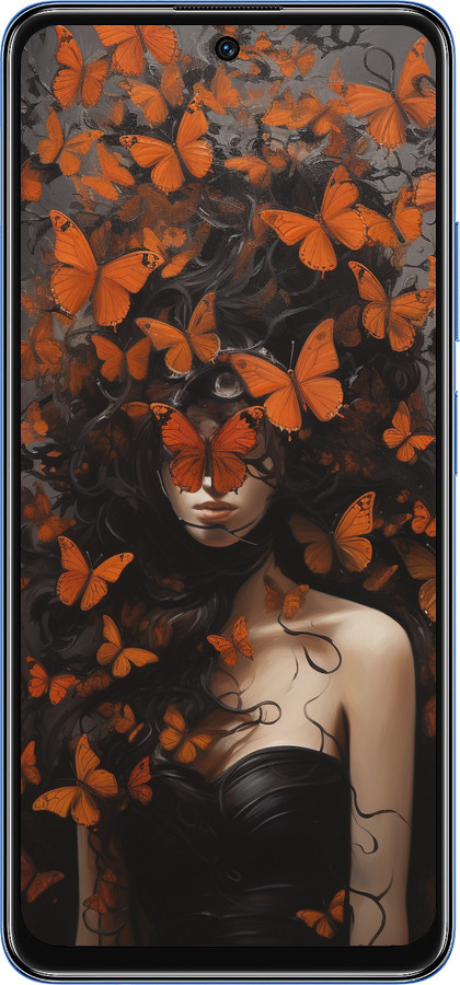 TPU чехол Дівчина з помаранчевими метеликами для Xiaomi Redmi Note 11 5G - 5941b-3849 изображение 