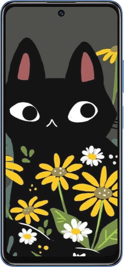 TPU чехол Чорний кіт з квітами для Xiaomi Redmi Note 11 5G - 6448b-3849 изображение 