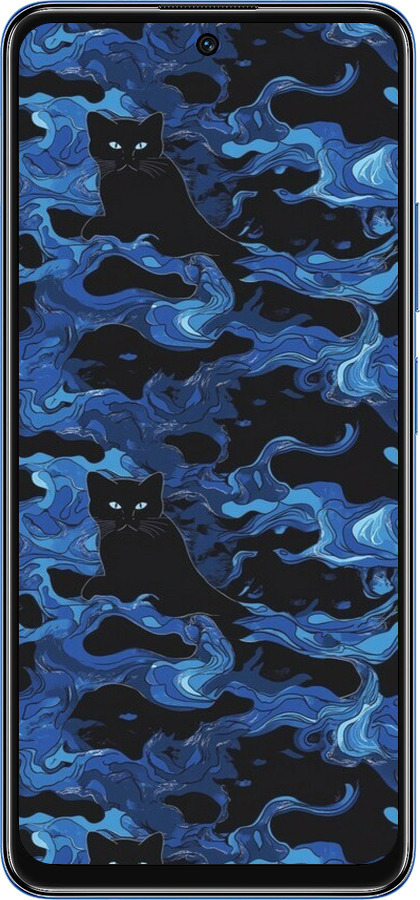 TPU чехол Візерунок чорних котів на блакитному фоні для Xiaomi Redmi Note 11T 5G - 6525b-3850 изображение 
