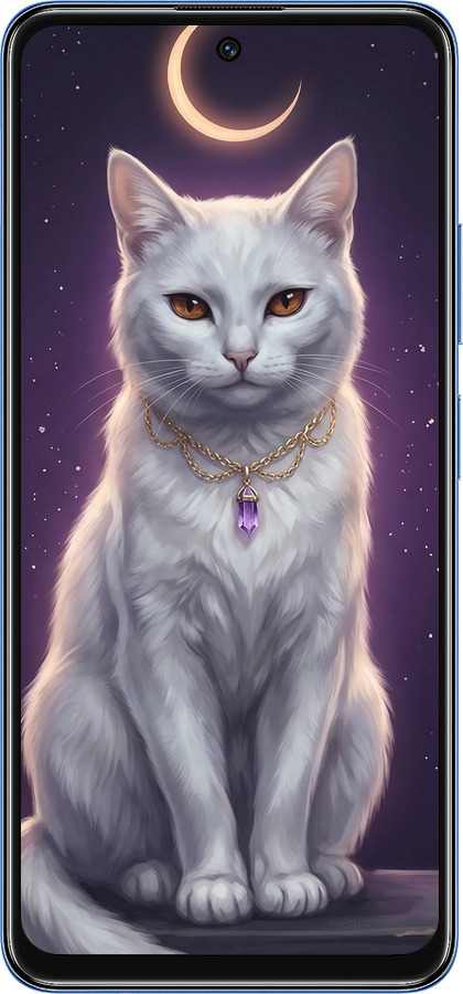 Силиконовый чехол Mystic White Cat Gothic Dark Purple Gold для Xiaomi Poco M4 Pro 5G - 6805u-3851 изображение 