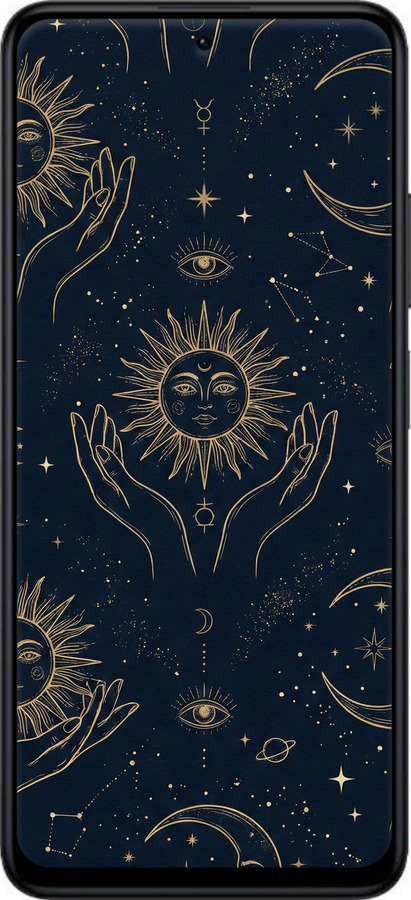 Силіконовий чехол Celestial Harmony: Sun & Moon Gold Mystic Pattern для Xiaomi Redmi Note 11T Pro - 6778u-2644 изображение 