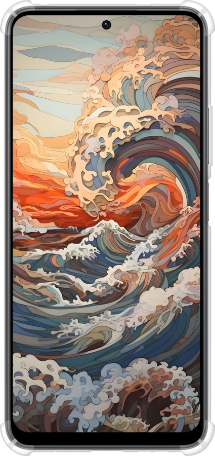 Силикон с усиленными углами чехол Арт волны для Xiaomi Redmi Note 12 4G - 6324sp-3021 изображение 