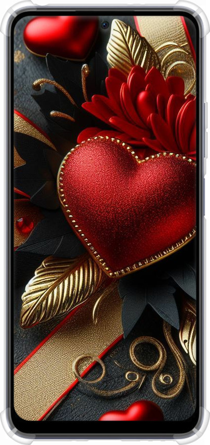 Силіконовий протиударний с посиленими кутами чехол Сердечки v2 для Xiaomi Poco X5 5G - 5832sp-3016 изображение 