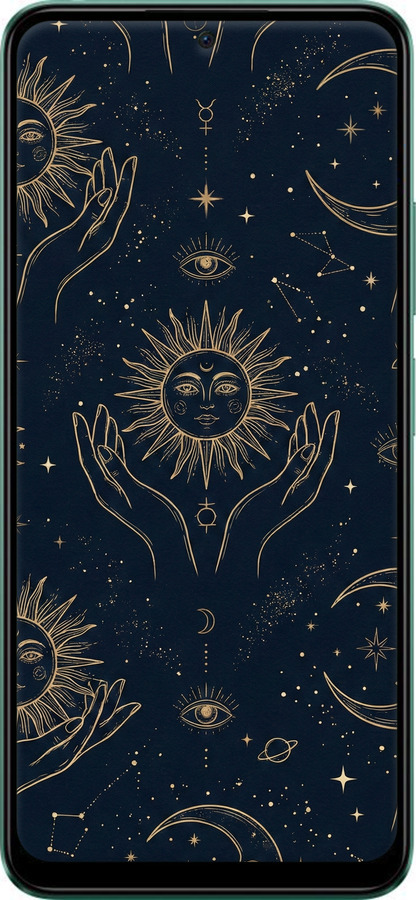 Силіконовий чехол Celestial Harmony: Sun & Moon Gold Mystic Pattern для Xiaomi Redmi Note 12 5G - 6778u-2934 изображение 
