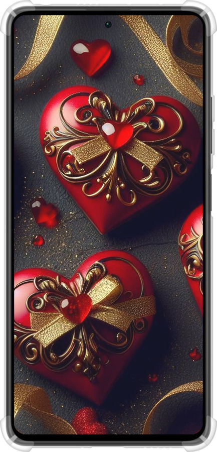 Силикон с усиленными углами чехол Сердечки v4 для Xiaomi Redmi Note 12 Pro 5G - 5834sp-2932 изображение 