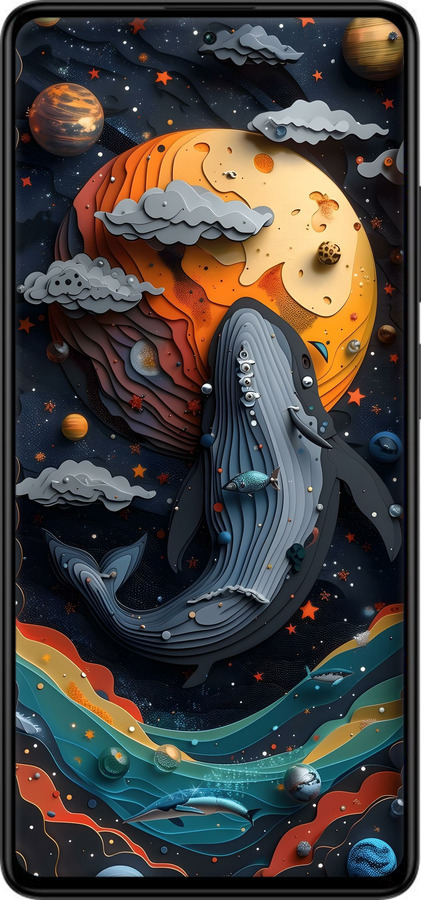 Силиконовый чехол Кит в космосе для Xiaomi Redmi Note 12 Pro 5G - 6328u-2932 изображение 
