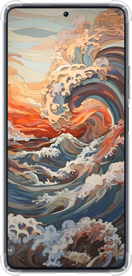 Силикон с усиленными углами чехол Арт волны для Xiaomi Poco F5 - 6324sp-3170 изображение 