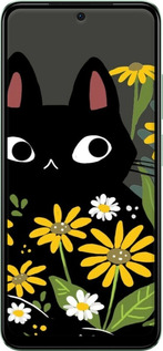 TPU чехол Чорний кіт з квітами для Xiaomi Redmi Note 12S - 6448b-3065 изображение 