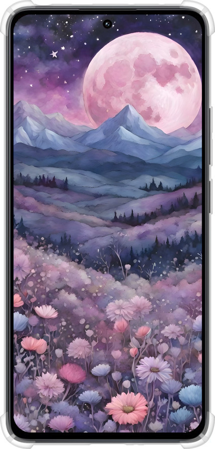 Силикон с усиленными углами чехол Ночь луна арт для Xiaomi Redmi Note 13 4G - 6319sp-3654 изображение 