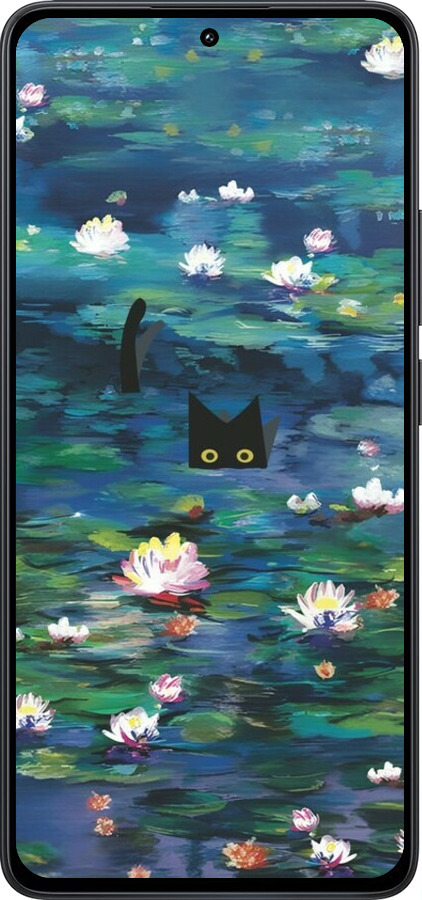 Силиконовый чехол Чехол с изображением водяных лилий Моне и кошек для Xiaomi Redmi Note 13 4G - 6399u-3654 изображение 
