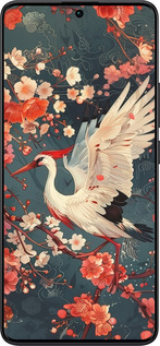TPU чехол Сакура и аист для Xiaomi Redmi Note 13 Pro Plus 5g - 6108b-3400 изображение 
