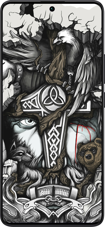 TPU чехол Тату Викинг для Xiaomi Redmi Note 13 Pro Plus 5g - 4098b-3400 изображение 