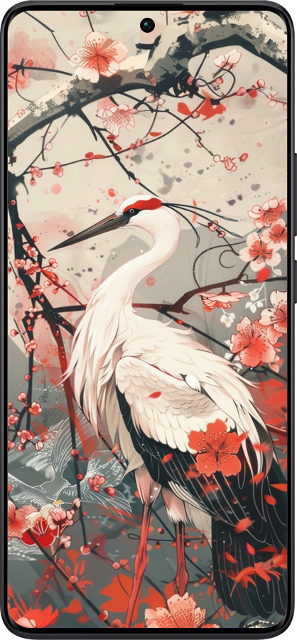TPU чехол Аист в цвету сакуры для Xiaomi Redmi Note 13 Pro Plus 5g - 6109b-3400 изображение 