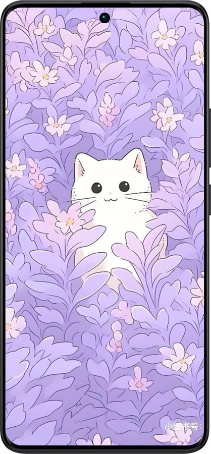 TPU чехол Котик в цветах для Xiaomi Redmi Note 13 Pro Plus 5g - 6390b-3400 изображение 