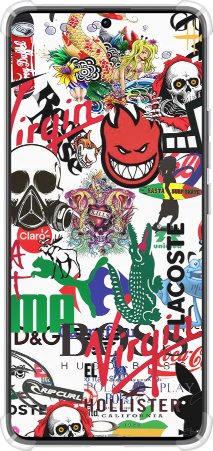 Силикон с усиленными углами чехол Many different logos для Xiaomi Redmi Note 13 Pro Plus 5g - 4022sp-3400 изображение 