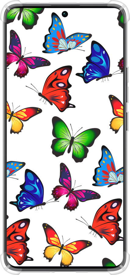Силикон с усиленными углами чехол Красочные мотыльки для Xiaomi Redmi Note 13 Pro Plus 5g - 4761sp-3400 изображение 
