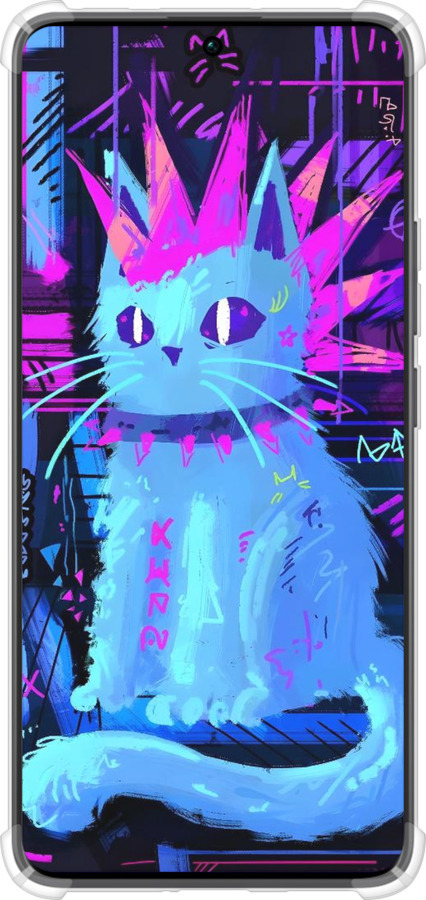Силикон с усиленными углами чехол Кот панк для Xiaomi Redmi Note 13 Pro Plus 5g - 6311sp-3400 изображение 