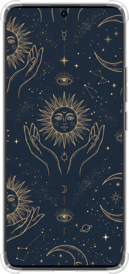 Силикон с усиленными углами чехол Celestial Harmony: Sun & Moon Gold Mystic Pattern для Xiaomi Redmi Note 13 Pro Plus 5g - 6778sp-3400 изображение 