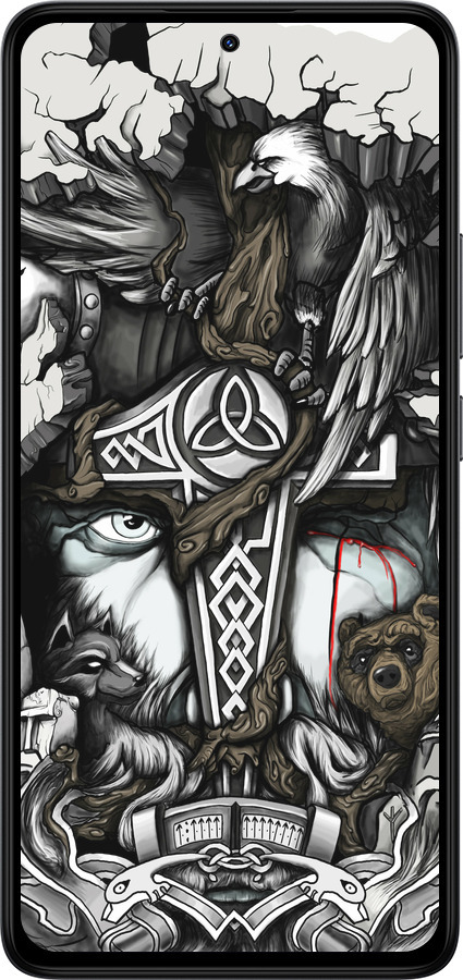 TPU чехол Тату Вікінг для Xiaomi Redmi Note 14 4G - 4098b-3903 изображение 
