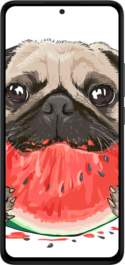 TPU чехол Мопс и арбуз для Xiaomi Redmi Note 14 4G - 4665b-3903 изображение 